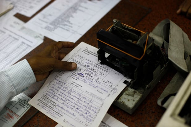 Hand processing a telegram