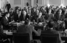 Oppenheimer movie still of the hearing