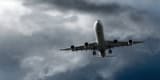 airliner landing in stormy sky