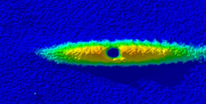 Light-absorbance image showing the dimple trap where the BEC was cooled