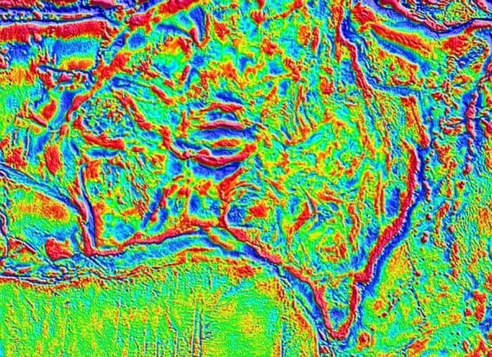 Gravity anomaly map of Australia