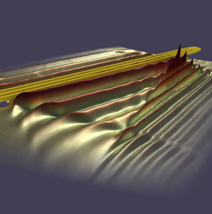 3D representation of propagating spin waves