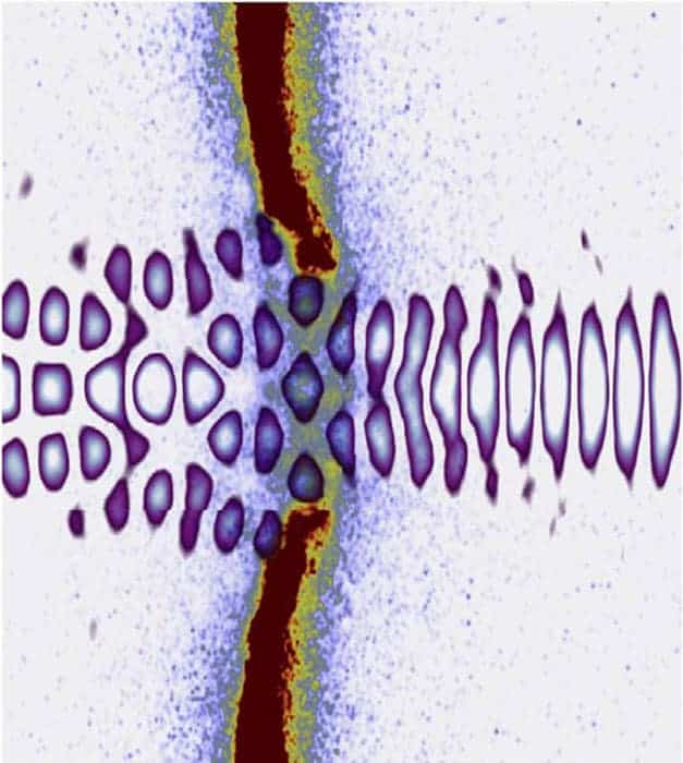 Simulation of a laser pulse that's created a plasma aperture in a thin foil