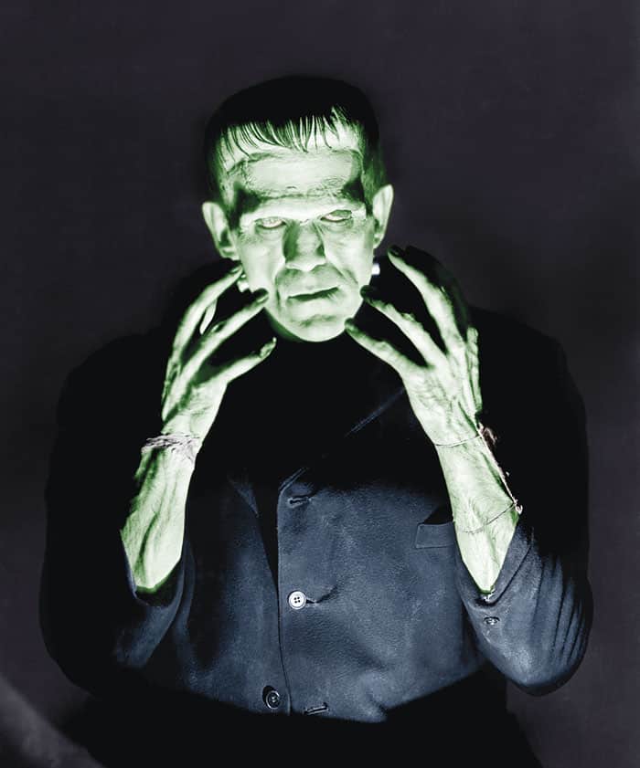 Image of a depiction of the monster made by Dr Frankenstein