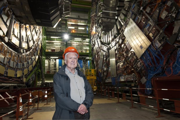 Peter Higgs visits the CMS experiment at CERN in 2008