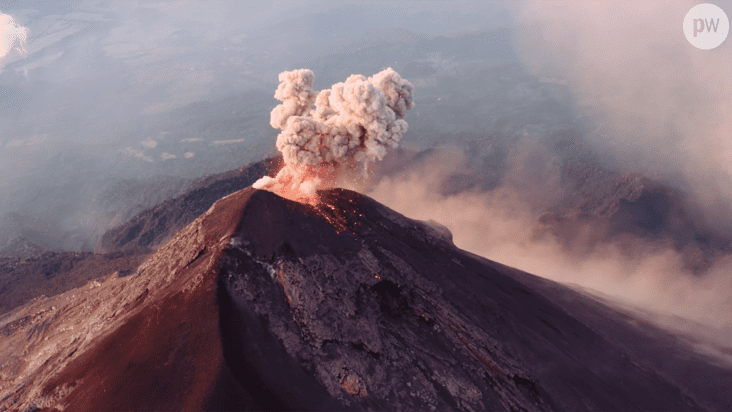 Volcano erupting