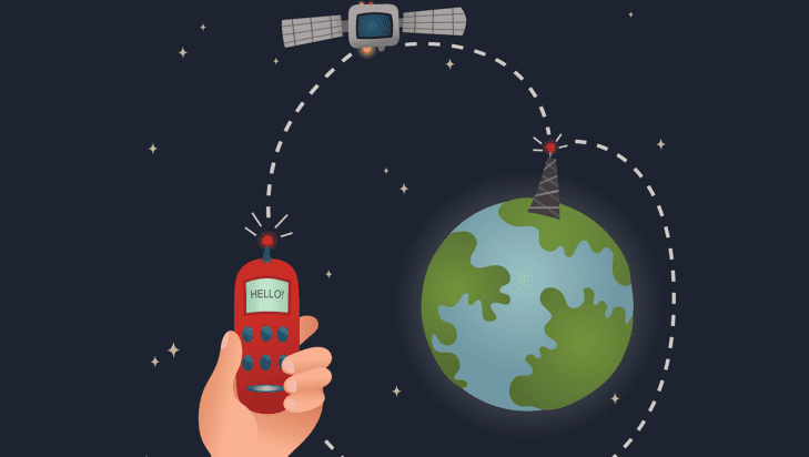 Cartoon of satellite phone signal